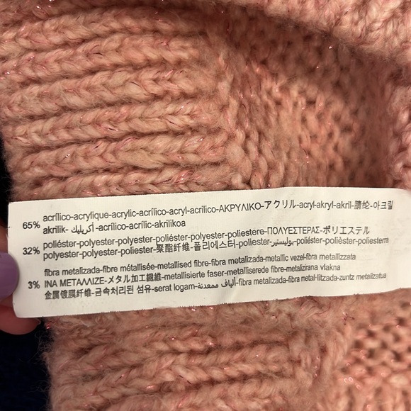 Pink metallic mock neck sweater - Picture 6 of 6